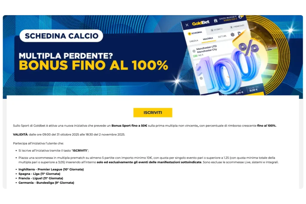 bonus benvenuto goldbet
