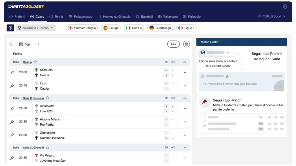 goldbet live calcio